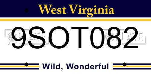 9SOT082 West Virginia License Plate