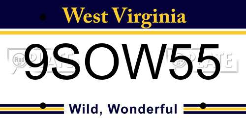 9SOW55 West Virginia License Plate
