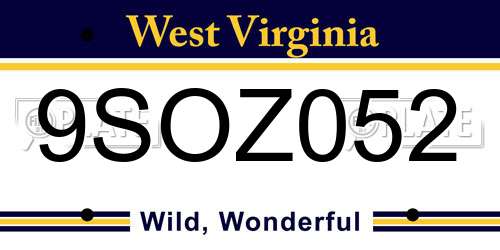 9SOZ052 West Virginia License Plate