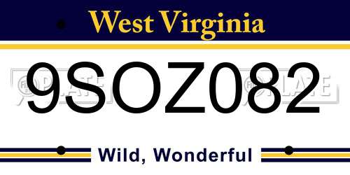 9SOZ082 West Virginia License Plate