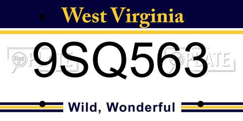9SQ563 West Virginia License Plate