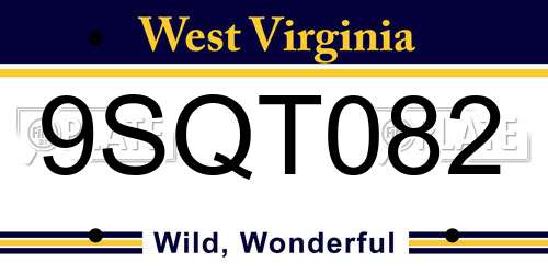 9SQT082 West Virginia License Plate