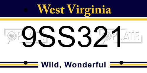 9SS321 West Virginia License Plate
