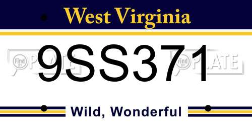 9SS371 West Virginia License Plate