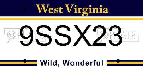 9SSX23 West Virginia License Plate