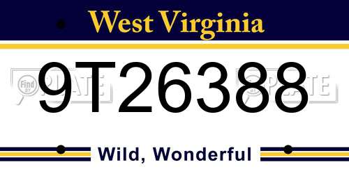 9T26388 West Virginia License Plate