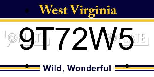 9T72W5 West Virginia License Plate
