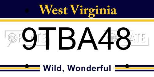 9TBA48 West Virginia License Plate