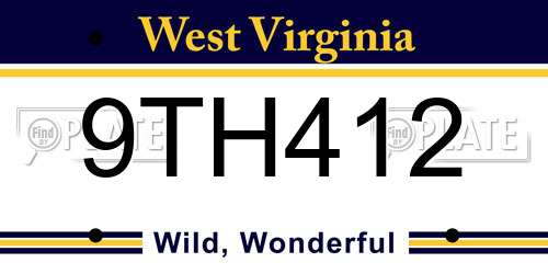 9TH412 West Virginia License Plate