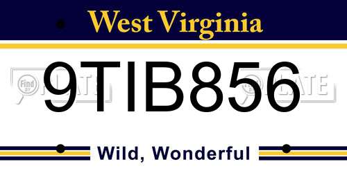 9TIB856 West Virginia License Plate
