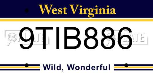 9TIB886 West Virginia License Plate