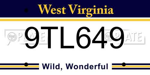 9TL649 West Virginia License Plate