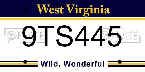 9TS445 West Virginia License Plate