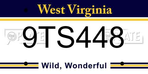 9TS448 West Virginia License Plate