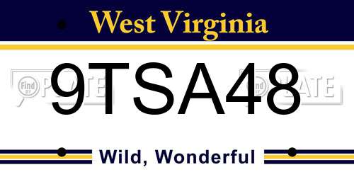 9TSA48 West Virginia License Plate