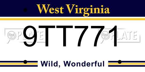 9TT771 West Virginia License Plate