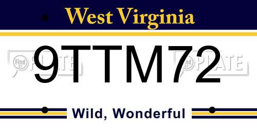 9TTM72 West Virginia License Plate