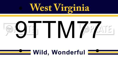 9TTM77 West Virginia License Plate