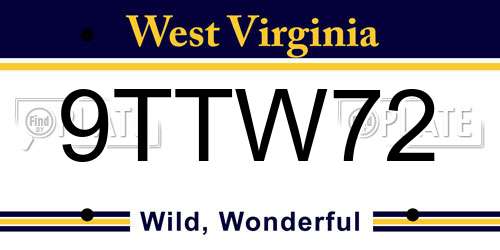 9TTW72 West Virginia License Plate