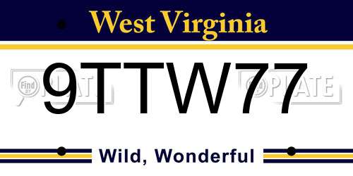 9TTW77 West Virginia License Plate