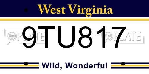 9TU817 West Virginia License Plate