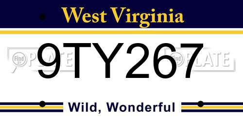 9TY267 West Virginia License Plate