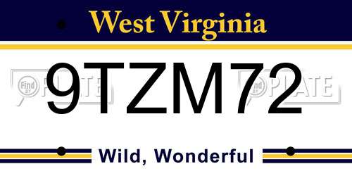9TZM72 West Virginia License Plate