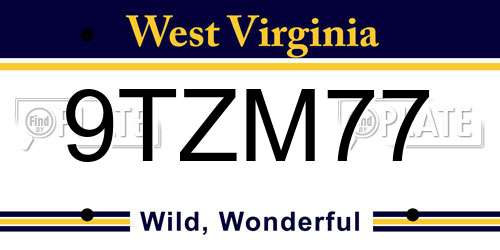 9TZM77 West Virginia License Plate