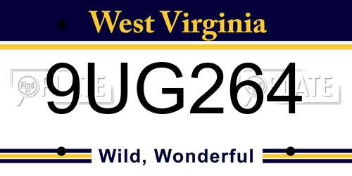 9UG264 West Virginia License Plate