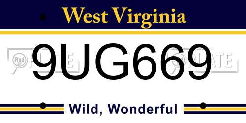 9UG669 West Virginia License Plate