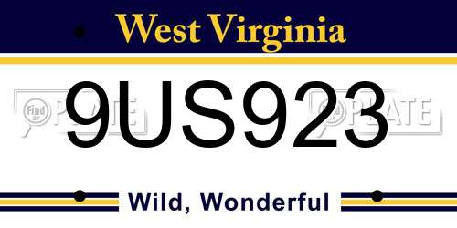 9US923 West Virginia License Plate