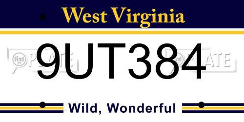 9UT384 West Virginia License Plate