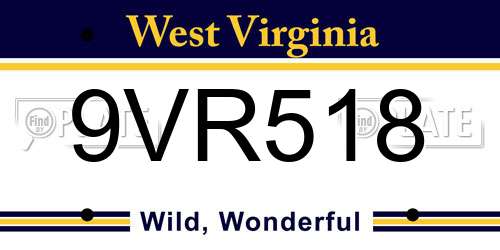 9VR518 West Virginia License Plate