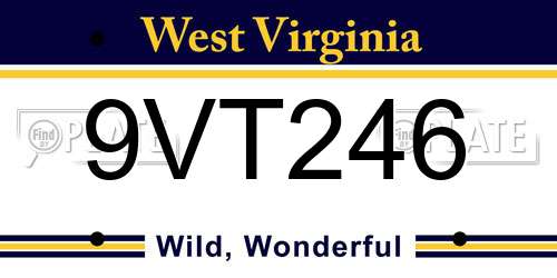 9VT246 West Virginia License Plate