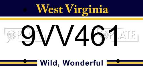 9VV461 West Virginia License Plate