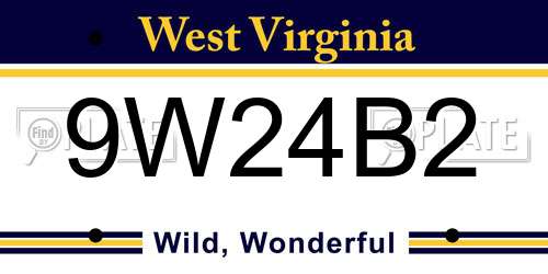 9W24B2 West Virginia License Plate