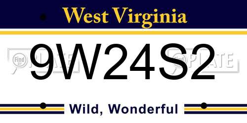 9W24S2 West Virginia License Plate