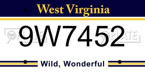 9W7452 West Virginia License Plate