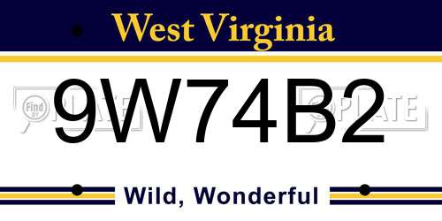 9W74B2 West Virginia License Plate