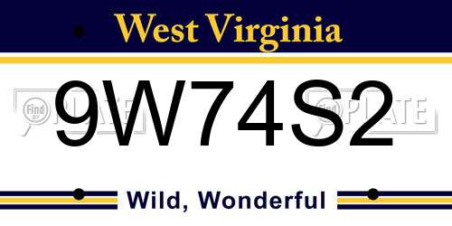 9W74S2 West Virginia License Plate
