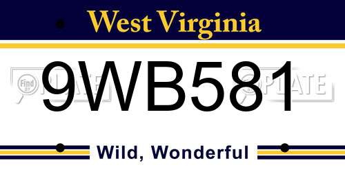 9WB581 West Virginia License Plate