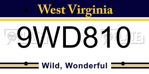 9WD810 West Virginia License Plate