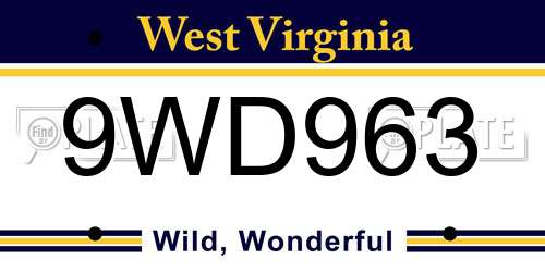 9WD963 West Virginia License Plate