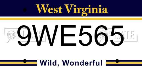 9WE565 West Virginia License Plate
