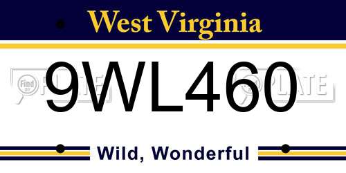 9WL460 West Virginia License Plate