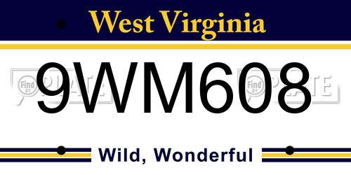9WM608 West Virginia License Plate