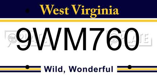 9WM760 West Virginia License Plate