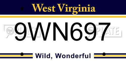 9WN697 West Virginia License Plate