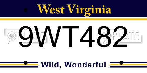 9WT482 West Virginia License Plate