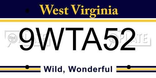 9WTA52 West Virginia License Plate